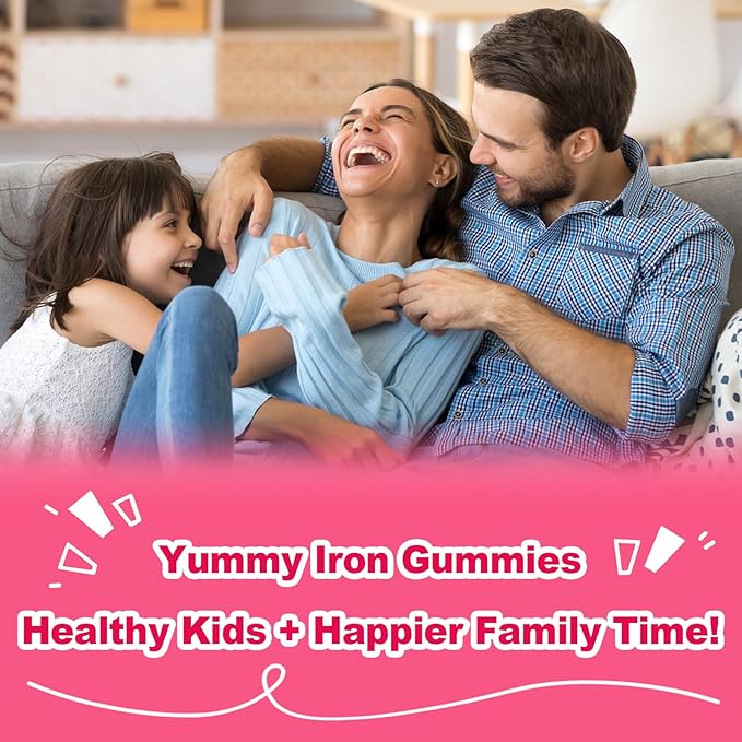 180 Count | Iron Gummies for Kids Kids Multivitamin with Calcium Zinc Folate Omega-3 &amp Lutein Support Energy Immnity Iron Deficiency Anemia &amp Brain Health Vegan Sugar-Free Strawberr