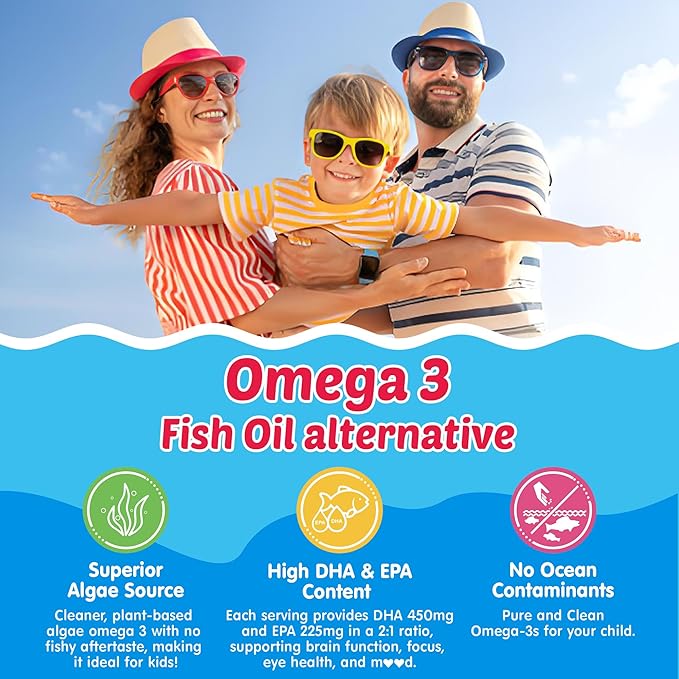 Kids Omega 3 Gummies 2 Pack + Super Vitamin B Complex Gummies 1 Pack