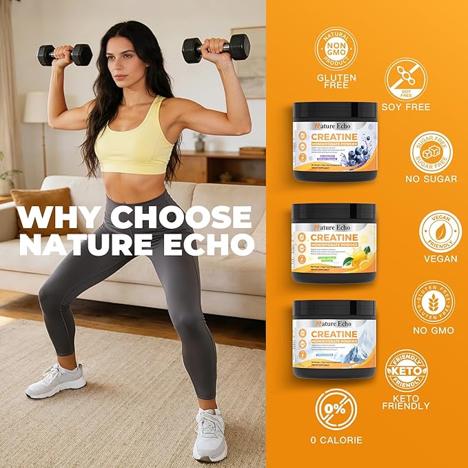 Creatine Monohydrate Powder - Lemon - 30 Servings - 5g of Creatine Monohydrate - Supports Muscle ATP Production Energy Strength - Vegan Gluten Free