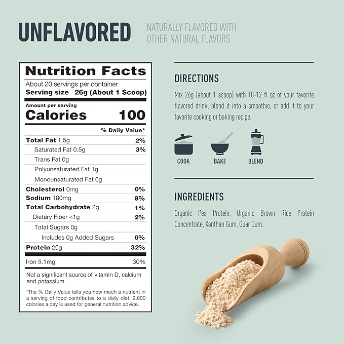 Isopure Plant-Based Protein Powder Lactose Free Gluten Free With Iron Unflavored 20g Plant Protein Per Serving 1.15 Lbs 20 Servings