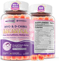Myo-Inositol &amp D-Chiro Inositol Gummies + MTHF Folate Methyl B12 Vitamin B6 &amp D3 Inositol Supplement for Women for Ovarian Hormone Balance PMS Sleep Mood &amp Energy 40:1 Ratio Sugar