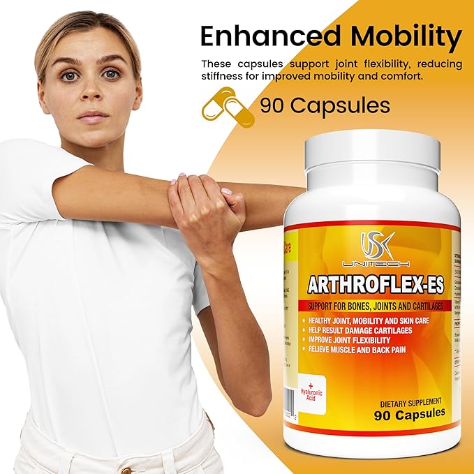 USK ARTHROFLEX-ES | Joint Support Supplement | Natural Formula with Glucosamine Chondroitin MSM and Turmeric | Supports Comfort and Flexibility | 60 Capsules