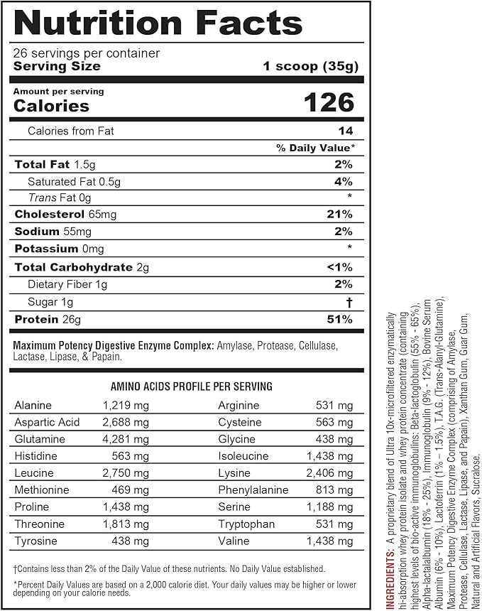 Metabolic Nutrition - Protizyme - Whey Protein Powder High Protein Low Carb Low Fat with Digestive Enzymes 24 Essential Vitamins and Minerals Banana Creme 2 Pound