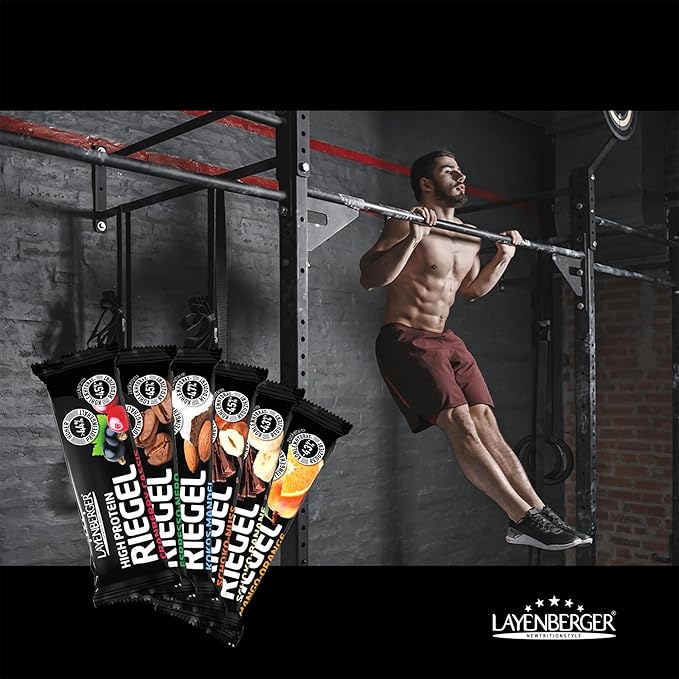 Layenberger High Protein Bar Fitness Power Bar Lots of Protein Low Sugar Pack of 18 (18 x 35 g) - Chocolate Nut
