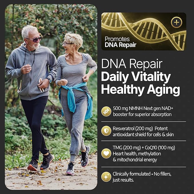 NADGENIX™ NAD+ Supplement – NMNH 500mg Nicotinamide Riboside TMG Resveratrol &amp CoQ10 – Cellular Energy &amp Healthy Aging – 60 Capsules – High Absorption Liposomal Delivery