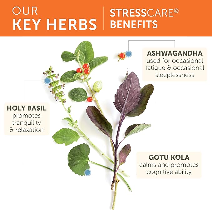 Himalaya StressCare Herbal Supplement Supports Stress Relief Energy Support Relaxation Occasional Sleeplessness Ashwagandha Holy Basil/Tulsi Gotu Kola Non-GMO Vegetarian 240 Capsules