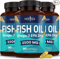 NEW AGE Omega 3 Fish Oil Supplement - Non GMO - EPA DHA Fatty Acids Gluten Free (270 Softgels (Pack of 3))