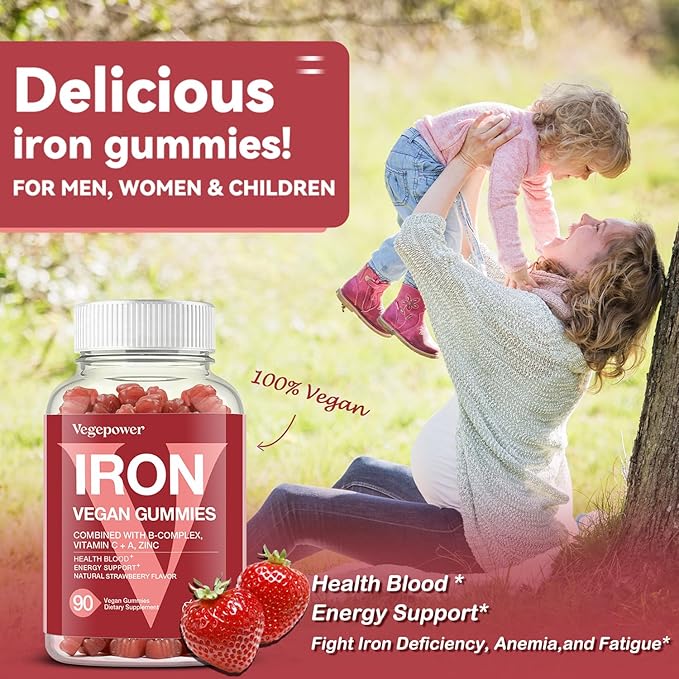Iron Supplement Gummies + Magnesium Glycinate 1600 MG with Vitamin B6 180 Count