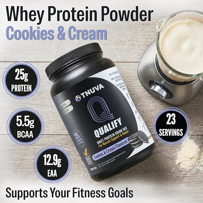 Cookies &amp Cream Protein Powder. 25g Protein for Post Workout Recovery Smoothie &amp Baking. Gluten &amp Sugar Free Highly Kosher Amino Acids (5.5g BCAA 2.7g Leucine) 1.65 lbs 23 Servings