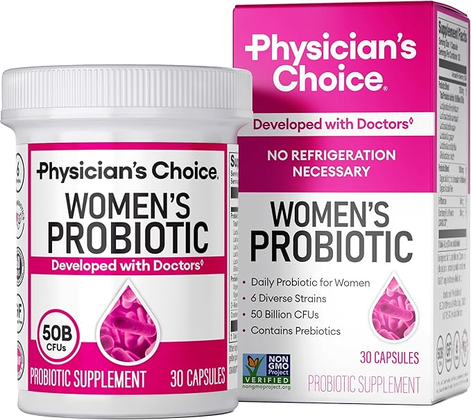 Physician's CHOICE Probiotics for Women - PH Balance Digestive UT &amp Feminine Health - 50 Billion CFU - 6 Unique Strains for Her - Organic Prebiotics Cranberry Extract+ - Women Probiotic - 30 C
