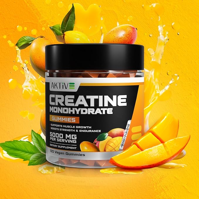Creatine Monohydrate Gummies 5000mg of Creatine Per Serving with Alpha-GPC &amp Taurine Mango Flavor Enhance Brain Function Muscle Growth Support Pre Workout Gummies for Men and Women - 120pcs