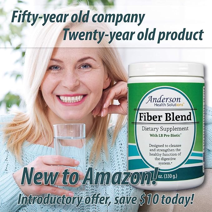 Anderson Fiber Blend with LB Prebiotic Premium All Natural Fiber Supplement Psyllium and Apple Pectin Fiber Powder Colon Cleanse Supports Healthy Gut and Cholesterol 12 Ounces