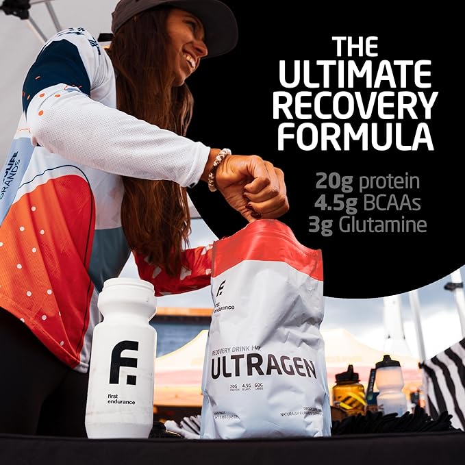 FIRST ENDURANCE Ultragen Workout Recovery Drink Powder Protein Mix Boosts Energy Accelerates Recovery | Tropical Punch 15 Servings