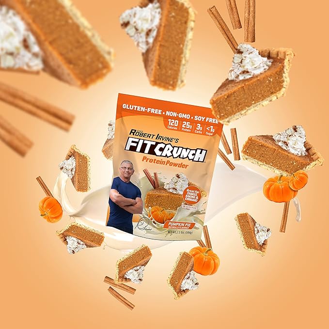 Fit Crunch Tri-Blend Whey Protein Keto Friendly Low Calories High Protein Gluten Free Soy Free (18 Servings Pumpkin Pie)
