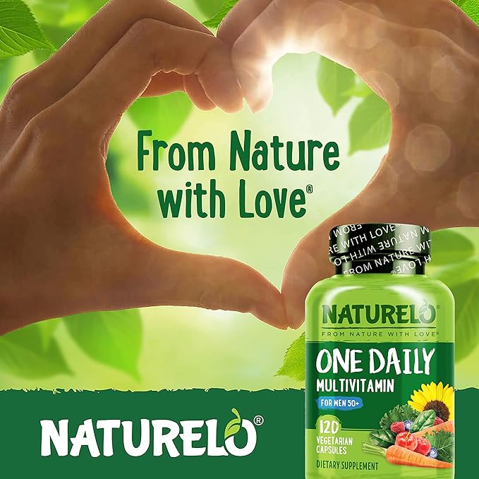 NATURELO One Daily Multivitamin for Men 50+ 120 Capsules One Daily Multivitamin for Women 50+ (Iron Free) 120 Capsules - 4 Month Supply Bundle