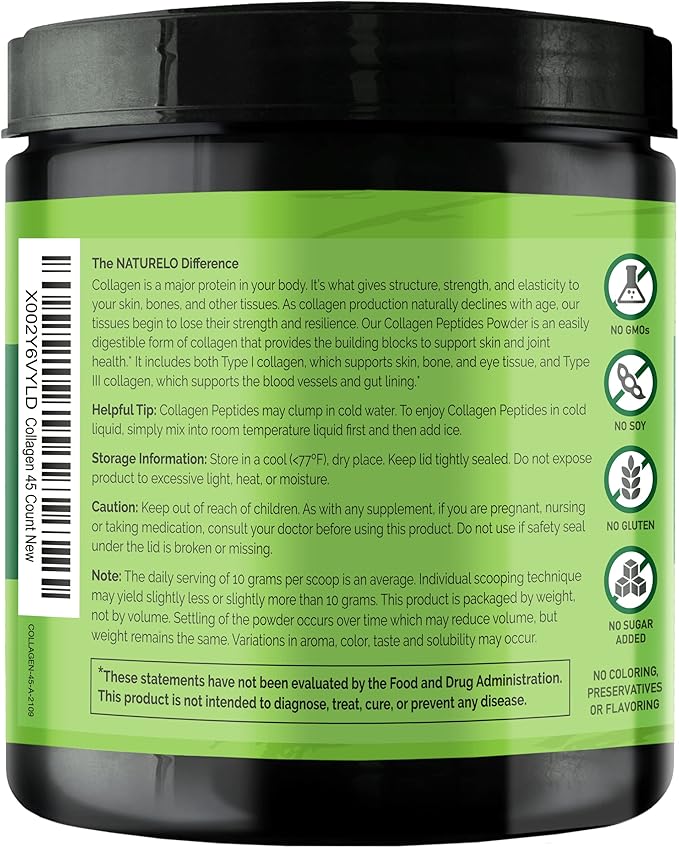 NATURELO Whole Food Beauty Multivitamin 60 Count Collagen Peptide Powder 45 Servings