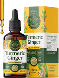 HERBAMAMA Turmeric and Ginger Supplement - Vegan Immune Complex with Liquid Turmeric with Ginger and Black Pepper Extract - Non-GMO Alcohol &amp Sugar-Free Immunity Drops - 56-Day Supply
