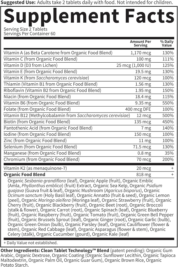 Garden of Life Organics Whole Food Multivitamin for Men120 TabletsVegan Mens Vitamins and Minerals for Health and Well-BeingCertified Organic Vegan Multi(Pack of 2)