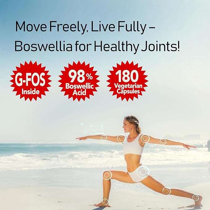 NANOWELL Boswellia Serrata with G-FOS - 98% Boswellic Acid - Supports Joint &amp Mobility Health - 180 Vegan Capsules 180 Day Supply
