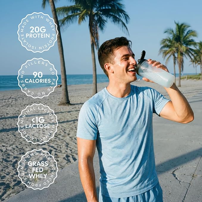 Clear Protein Protein Water Blueberry Strawberry 20 Servings 20G Protein 100% Grass Fed Whey Protein Isolate 90 Calories Fitness Drink Supplement Nutrition