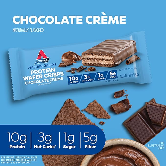 Atkins Iced Coffee Vanilla Latte Protein Shake 15g Protein 4g Net Carb Keto Friendly &amp Chocolate Crème Protein Wafer Crisps 10g Protein 4g Net Carb 5 Count