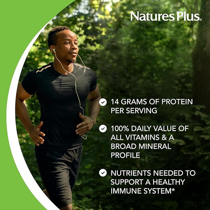 NaturesPlus SPIRU-TEIN Blueberries &amp Cream - 1.12 lb - Plant-Based Protein Powder - Vitamins &amp Minerals for Energy - Vegetarian Gluten Free - 15 Servings
