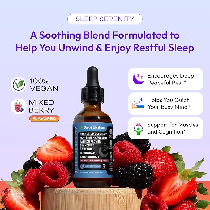 Drops Of Nature Magnesium Glycinate &amp Ashwagandha Drops (Mixed Berry 60mL) &amp Green Tea Extract Liquid Drops (Pineapple 60mL) – Vegan Non-GMO Fast Absorbing – Balanced Energy Daily Clarity