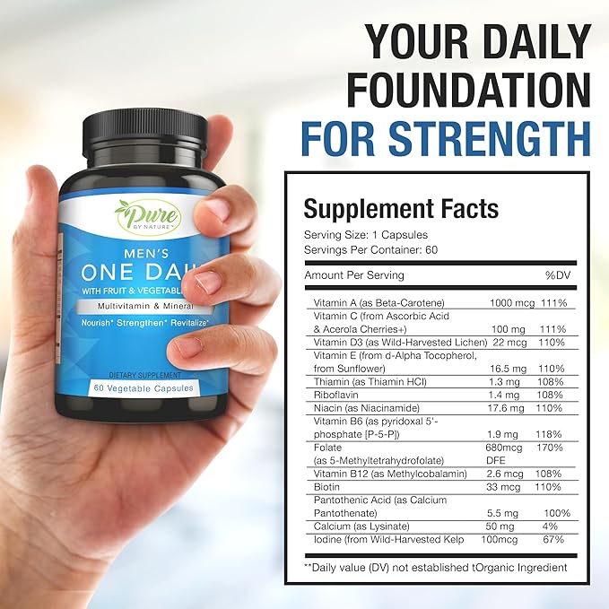 Pure By Nature Bundle Pack of One Daily Multivitamin 60 Capsules &amp Prostate Health Supplements for Men 90 Capsules Vitamin Minerals &amp Beta Sitosterol Immune &amp Urinary Tract Support