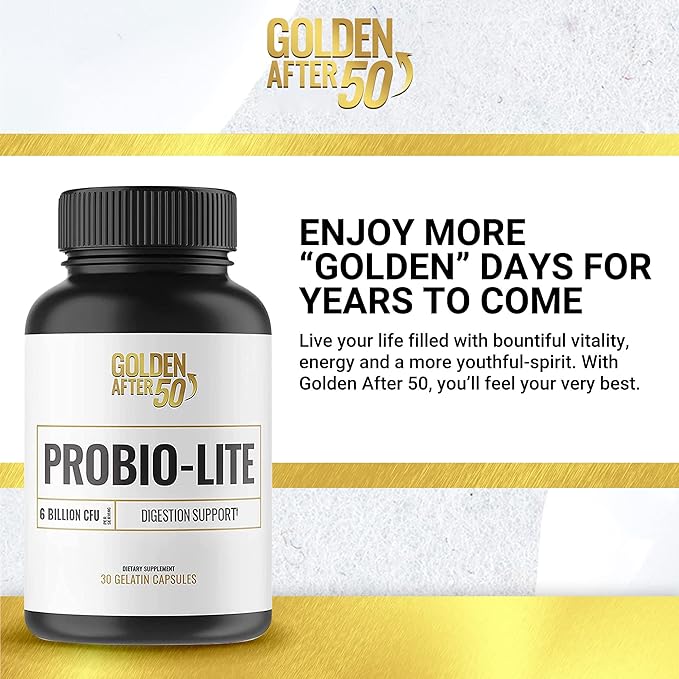 Golden After 50 Probio-Lite - for Gut Health and Digestion Support - Probiotics for Men and Women - 3 Bottles - Probiotics for Occasional Heartburn Gas Indigestion