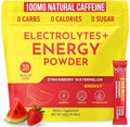 Keto Vitals Electrolyte Energy Drink Powder Packets - Electrolyte Supplement with 100mg Natural Caffeine L Theanine &amp Organic Lion's Mane Extract - Strawberry Watermelon Keto Powder Packets 30 C
