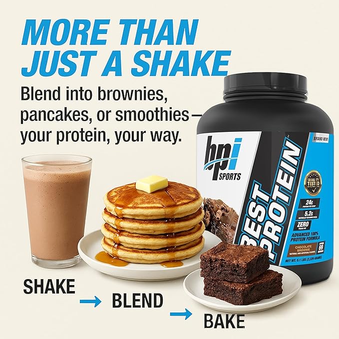 BPI Sports Best Protein – 100% Whey Protein Powder – Muscle Growth Recovery Meal Replacement – No Fillers Gluten Free – Best Protein Powder for Men &amp Women | Chocolate Brownie – 5.1 Pounds