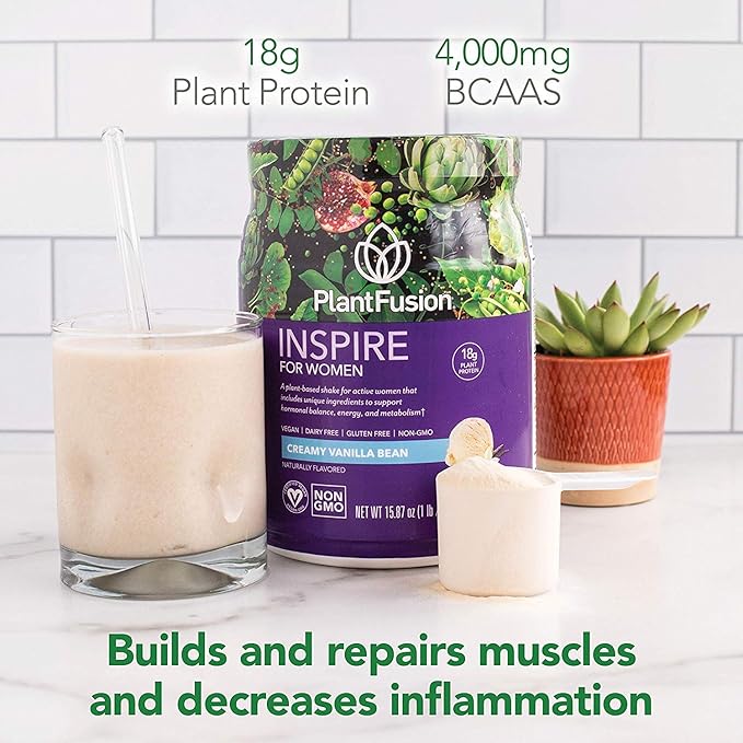 PlantFusion Inspire Plant Protein Powder for Women - Low Carb Protein Powder for Lean Muscle Support - Keto Gluten Free Soy Free Non-Dairy No Sugar Non-GMO - Rich Chocolate 1 lb