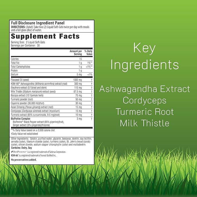 Irwin Naturals Extra Strength Ashwagandha Mind &amp Body – 60 Liquid Soft-Gels - 2 Pack