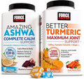 Force Factor Better Turmeric Maximum Joint Support 1075mg Curcumin Amazing Ashwa Complete Calm Support with KSM-66 Ashwagandha 120 Soft Chews