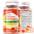 Super Methylated Vitamin B Complex Gummies - All B Vitamins + Omega-3 Magnesium CoQ10 AshwagandhaVitamin C TMG- For Women Men- Methyl B12 2000 mcg Methylfolate B1B2 B3B5B6B7- Sugar Free