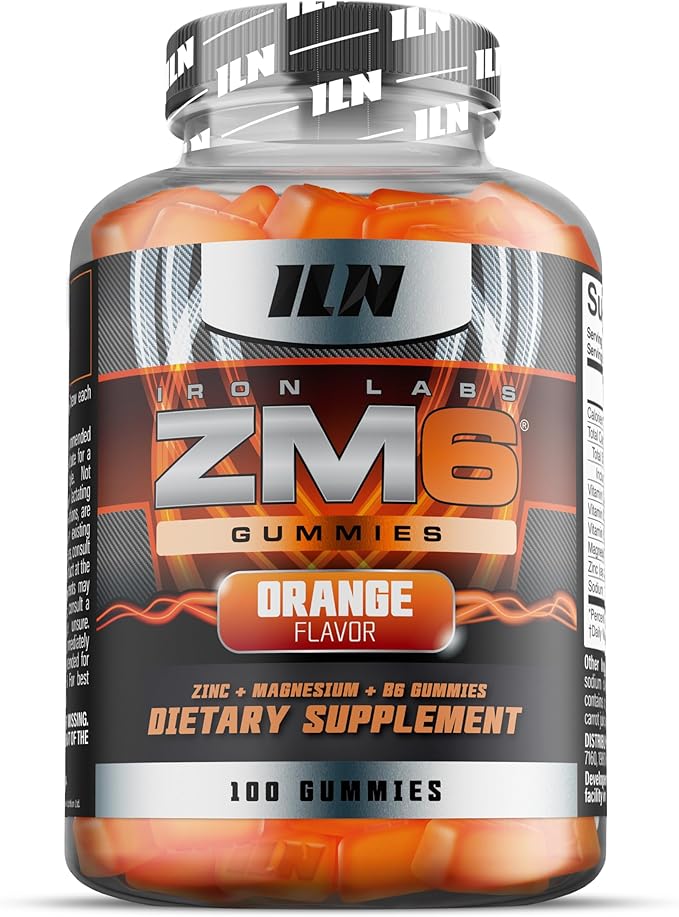 Iron Labs ZM6 Gummies – High Strength Zinc Magnesium Gummies for Men &amp Women (100 Count Orange Flavor Vegan) – Magnesium Citrate and Zinc Citrate Supplements with Vitamin B6 and D3