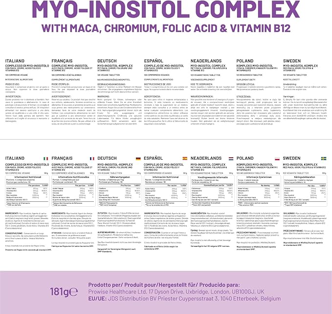 Myo-Inositol Complex 120 Vegan Tablets 7000mg per Serving with Black Maca Root Chromium Folic Acid and Vitamin B12 | Hormonal Balance for Women| Premium Quality by Prowise