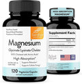 Sandhu's Magnesium Glycinate Lysinate | 120 Easy to Swallow Chelated Vegan Capsules | Magnesium Lysine Chelate Supplement for High Absorption | for Best Sleep Leg Cramps Relaxation
