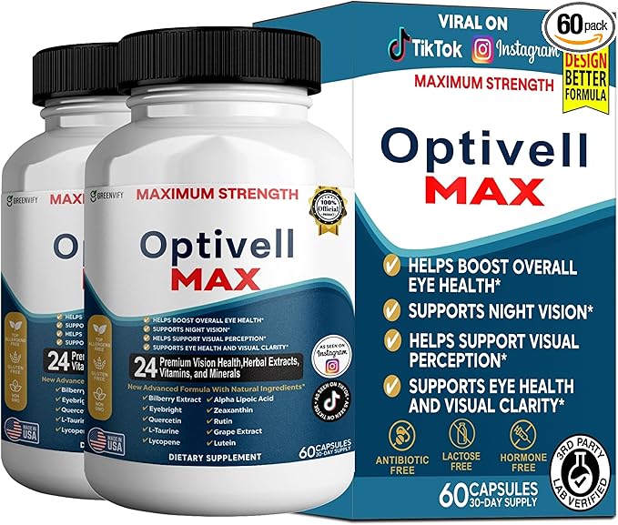 Optivell MAX Eye Health Supplement 24 Premium Vision Vitamins &amp Minerals 60 Capsules 30 Day Supply (2)
