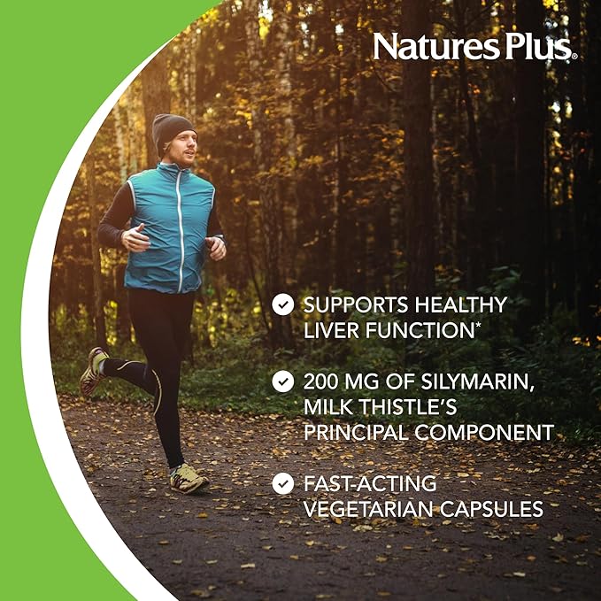 NaturesPlus Herbal Actives Milk Thistle - 60 Capsules - Non-GMO Vegan Gluten Free - 60 Servings