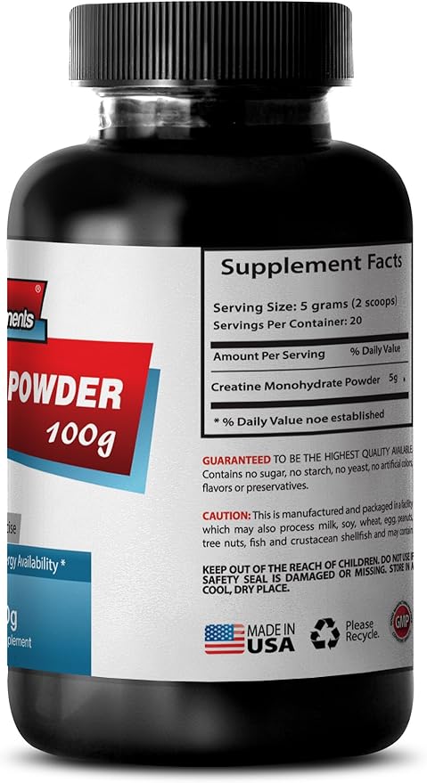 Best Creatine Powder - Creatine Powder 100mg - Creatine Powder to Boost Performance and Muscle Mass (1 Bottle)