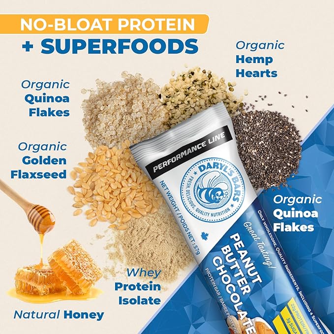 Daryl's Bars Peanut Butter Chocolate On the Go Snack On the Go Whey Protein Bars Gluten Free Protein Snack Meal Replacement Pack of 2