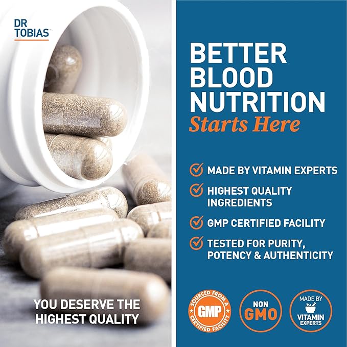 Dr. Tobias Omega 3 Fish Oil &amp Blood Pressure Support Supplements for Heart Brain Immune Circulatory Health with Vitamin C B6 B12 Niacin Folate &amp Herbs