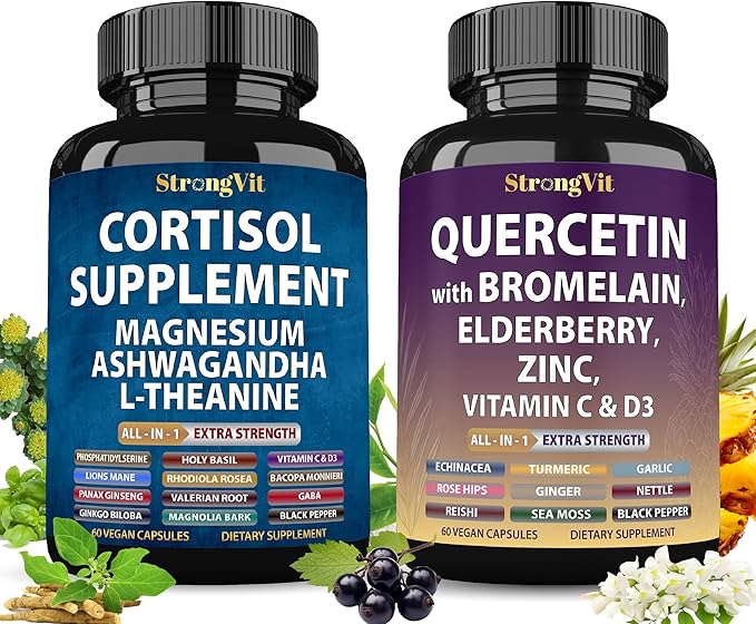 Cortisol Supplement &amp Quercetin Complex Bundle (120 Capsules)