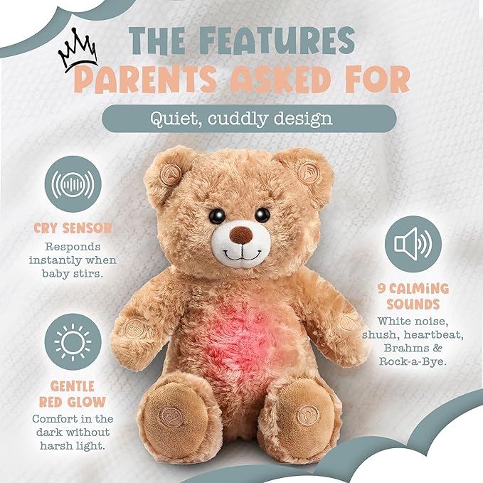 Gemma Joy Sleep Bundle – Baby Sleep Soother Teddy Bear with Cry Activated Heartbeat &amp Kids Sleep Patches (30 Pack) with Sandalwood Chamomile &amp Lavender – Melatonin-Free Sleep Aid