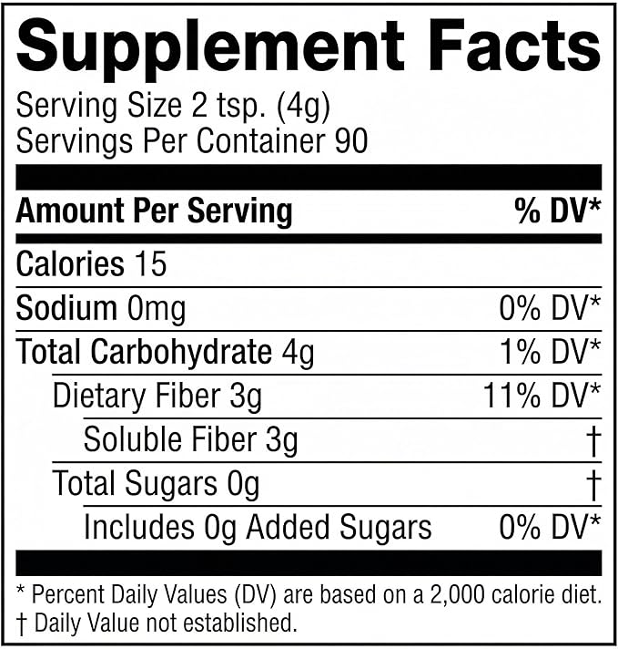 Clear Soluble Fiber Powder Prebiotic Formula Unflavored Sugar Free Easy Mix Daily Powder 12.7 oz