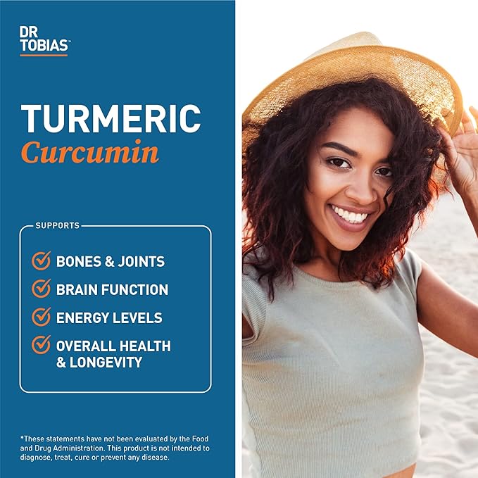 Dr. Tobias Turmeric Curcumin 1500mg with BioPerine – Extra Strength Supplement with 95% Curcuminoids for Joint Support Overall Vitality &amp Immune Health 120 Vegan Capsules Non-GMO