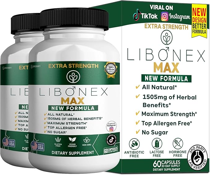 Libonex Max Extra Strength Maca Root Complex Herbal Supplement 60 Capsules All Natural Vegan Gluten Free Non-GMO (2)