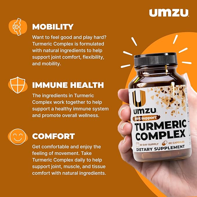 UMZU Turmeric Curcumin Supplement (30 Day Supply) – Bromelain Boswellia &amp BioPerine Black Pepper Blend – Turmeric Supplement for Joint Support &amp Immune Support Daily Wellness Support System