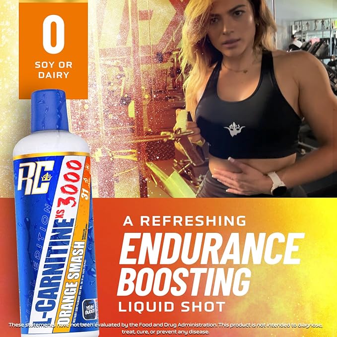 Ronnie Coleman Signature Series L-Carnitine XS 3000 Liquid Amino Acids Metabolism and Lean Muscle Strength Support Stimulant Free Sugar Free Zero Carbs Orange Smash 16 Oz